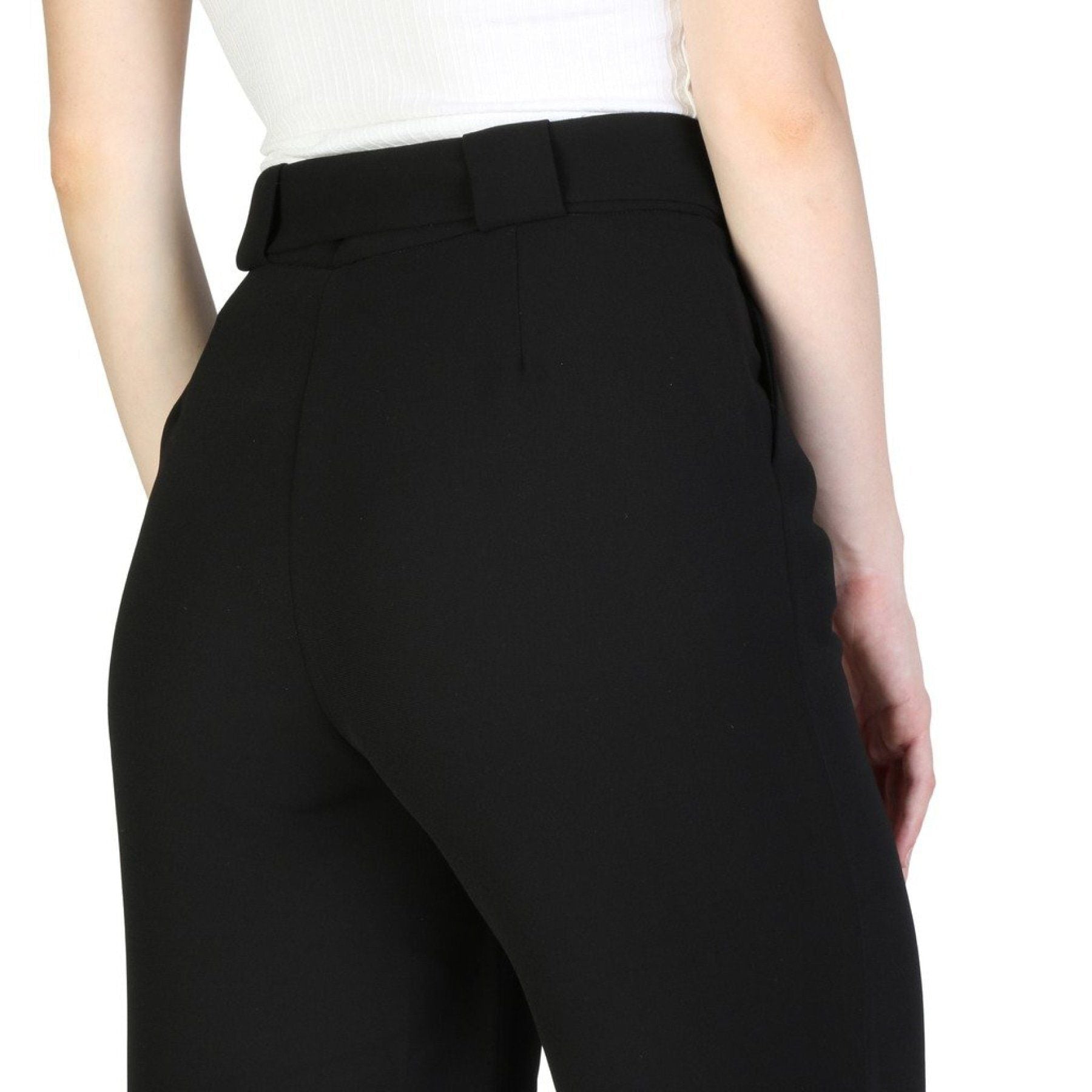 Women's Armani Exchange Black Trousers, Open Ankle Flare Bottom Pants