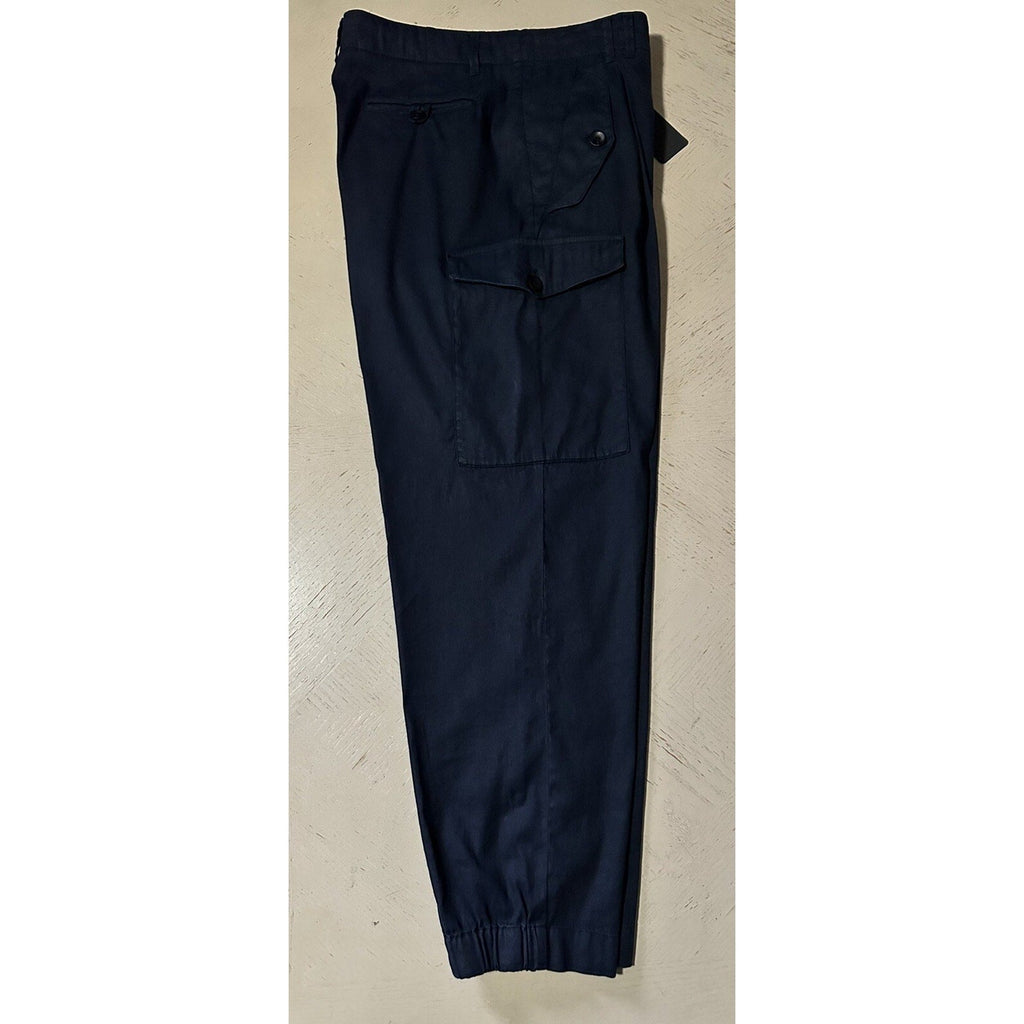 NWT $875 Giorgio Armani Men Linen/Cotton Jogging Cargo Pants Navy 36 US/52 Eu