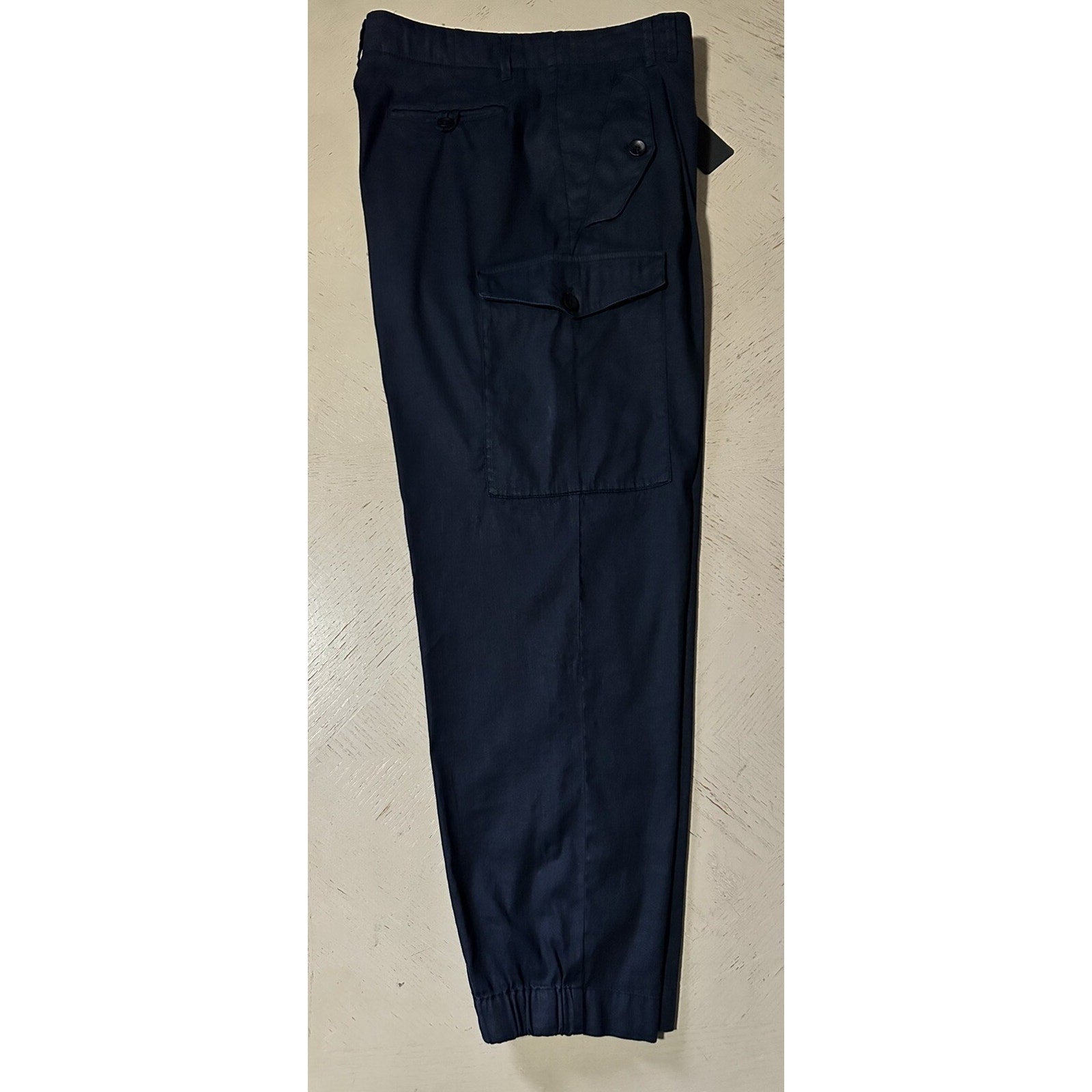 NWT $875 Giorgio Armani Men Linen/Cotton Jogging Cargo Pants Navy 36 US/52 Eu
