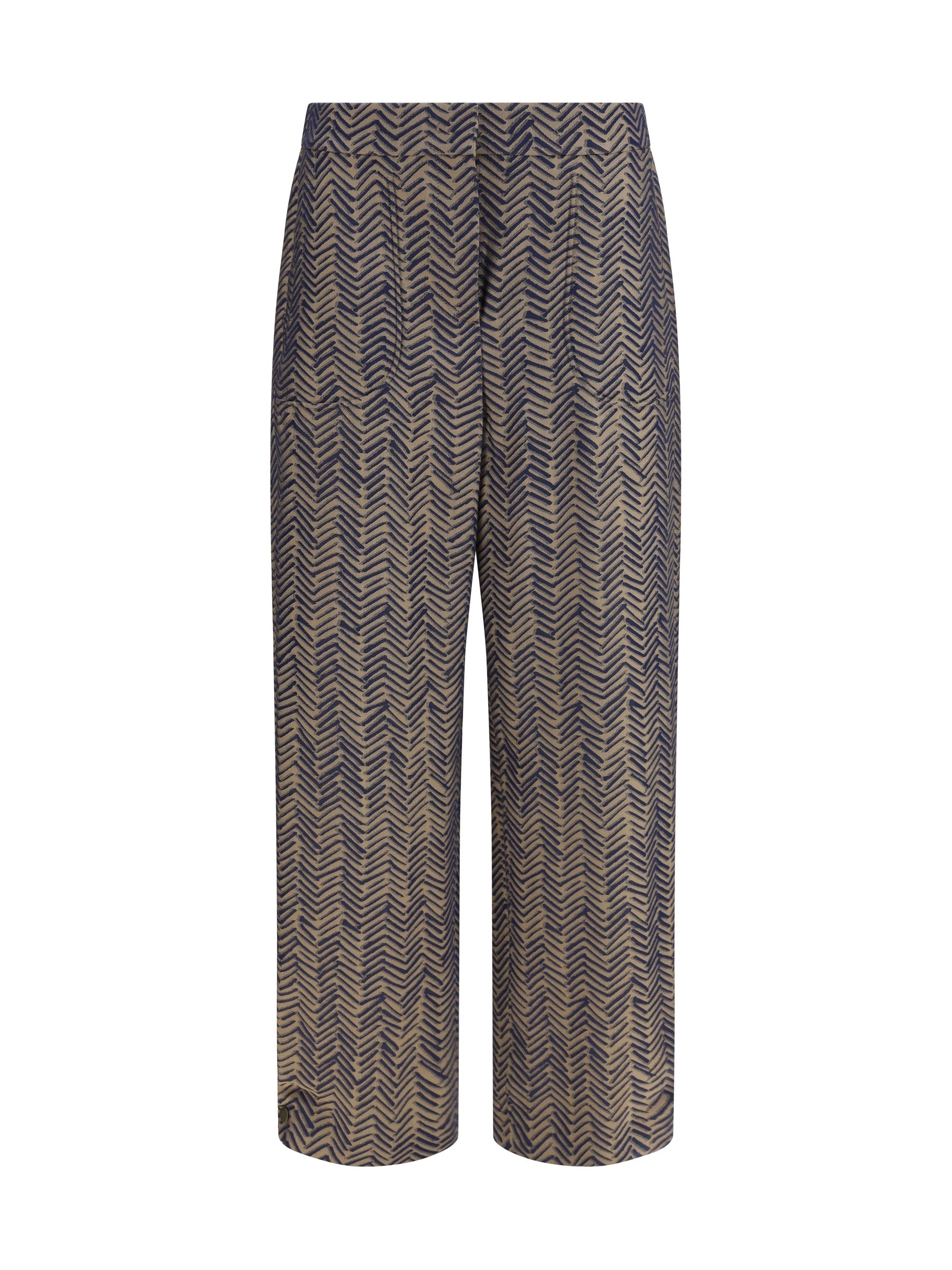Giorgio Armani Chevron Jacquard Viscose Pants Medieval Blue