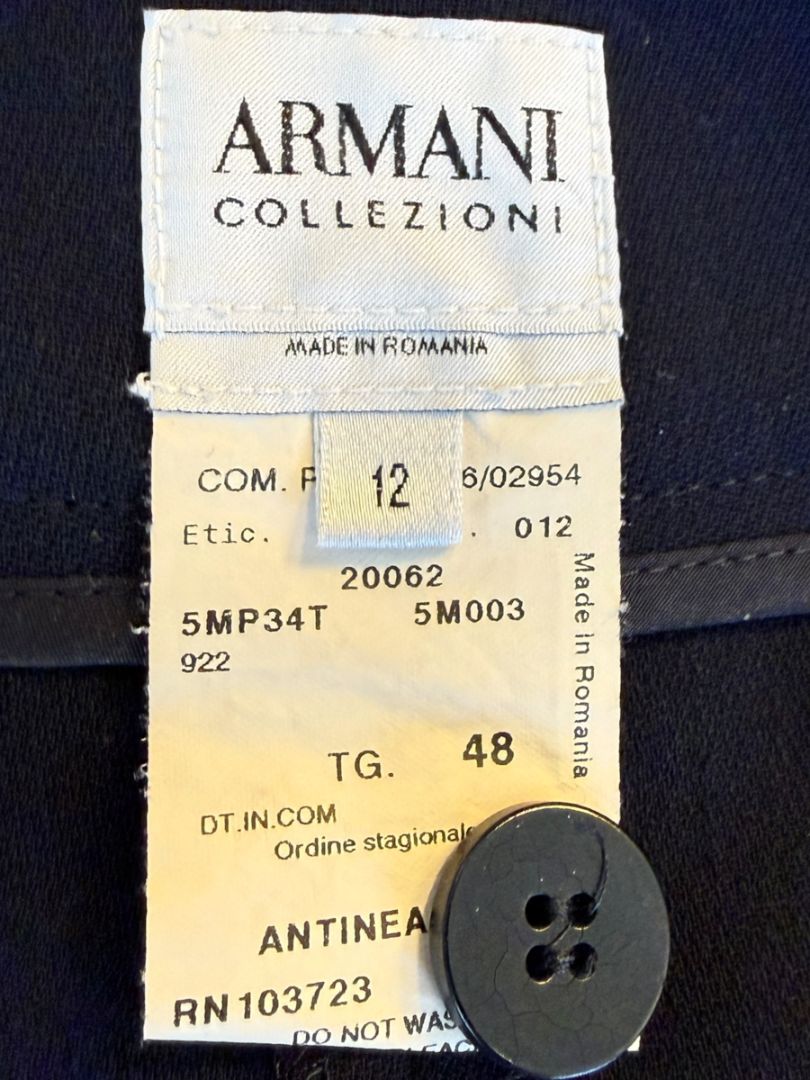 Armani Collezioni Navy Virgin Wool Wide-Leg Trousers – Size 12 (IT 48)