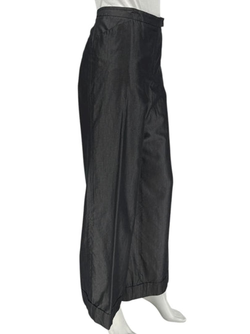 Armani Collezioni Charcoal Wide-Leg Cotton–Viscose Pants – Size 14 (IT 50)