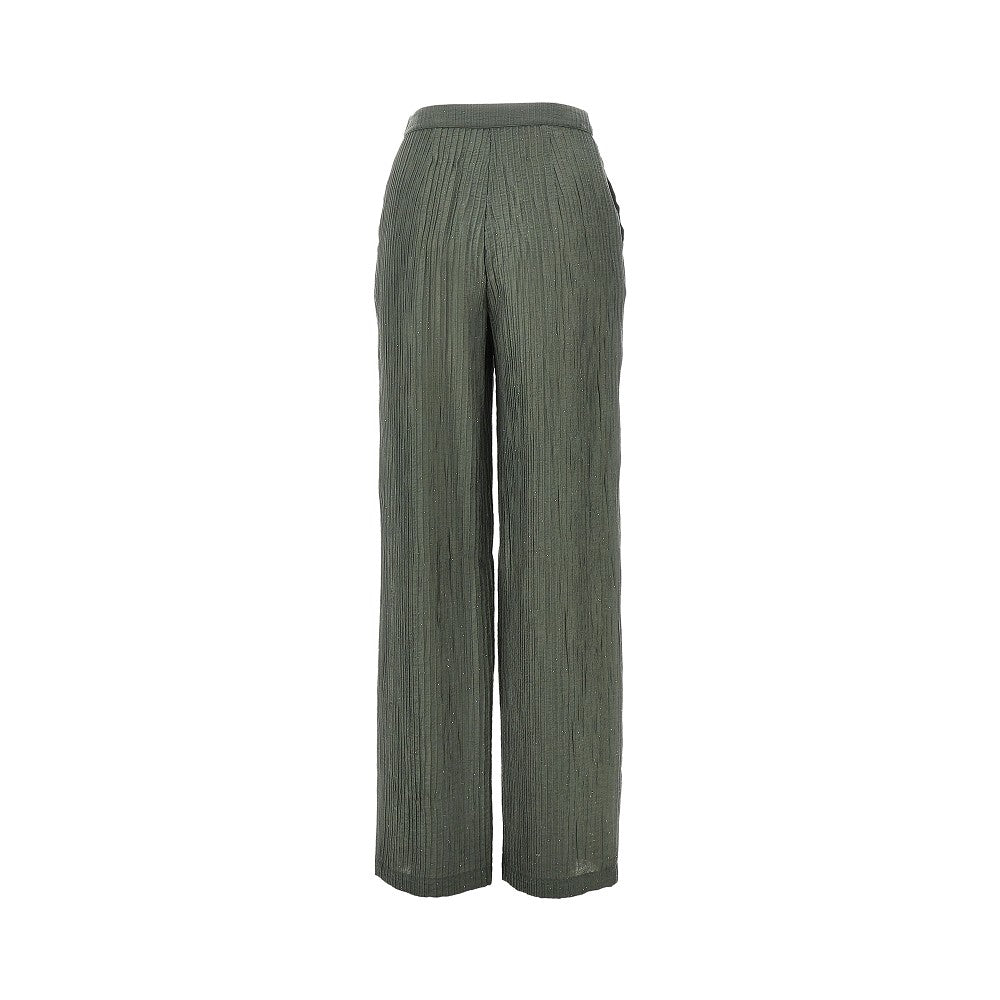 Emporio Armani Textured Lurex Taffetà Pants Green