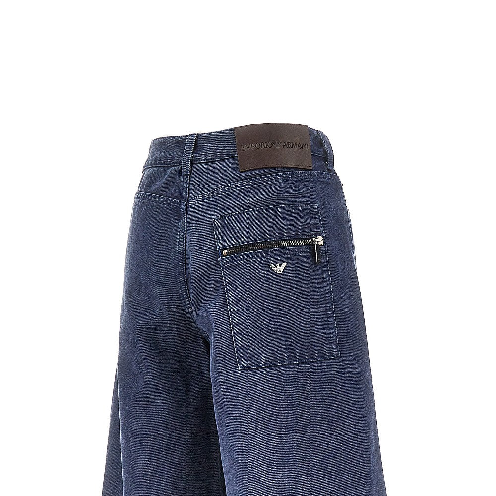 Emporio Armani Wide Leg Denim Pants Blue Women