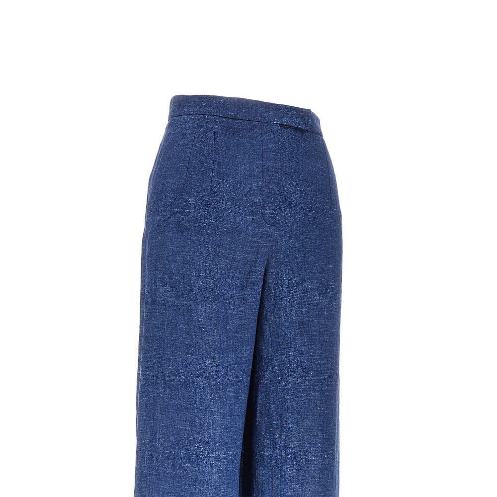 Emporio Armani Chambray Wide Leg Pants Blue Women