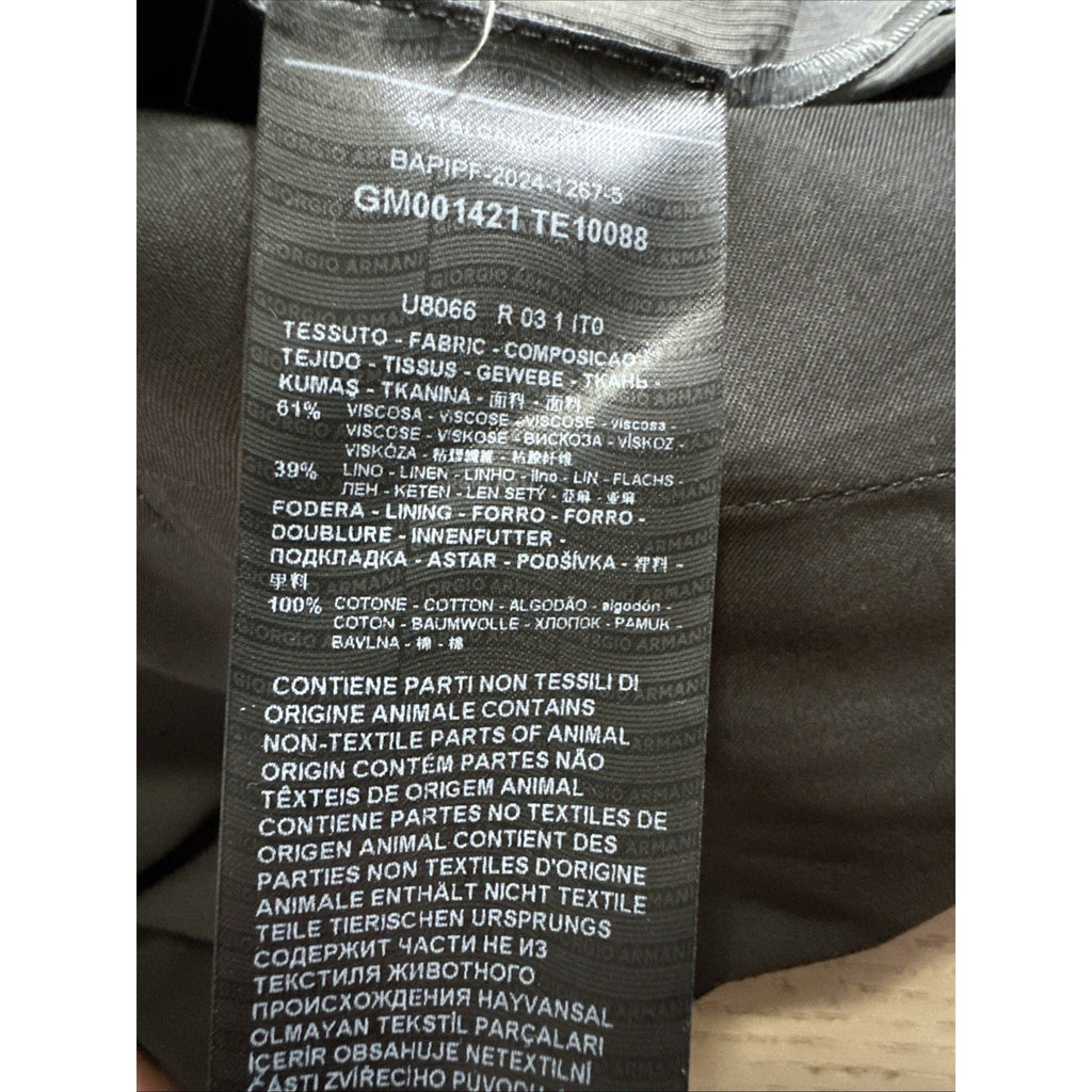 NWT $1695 Giorgio Armani Men Linen/Viscose Pants sage gray 32 US/48 Eu
