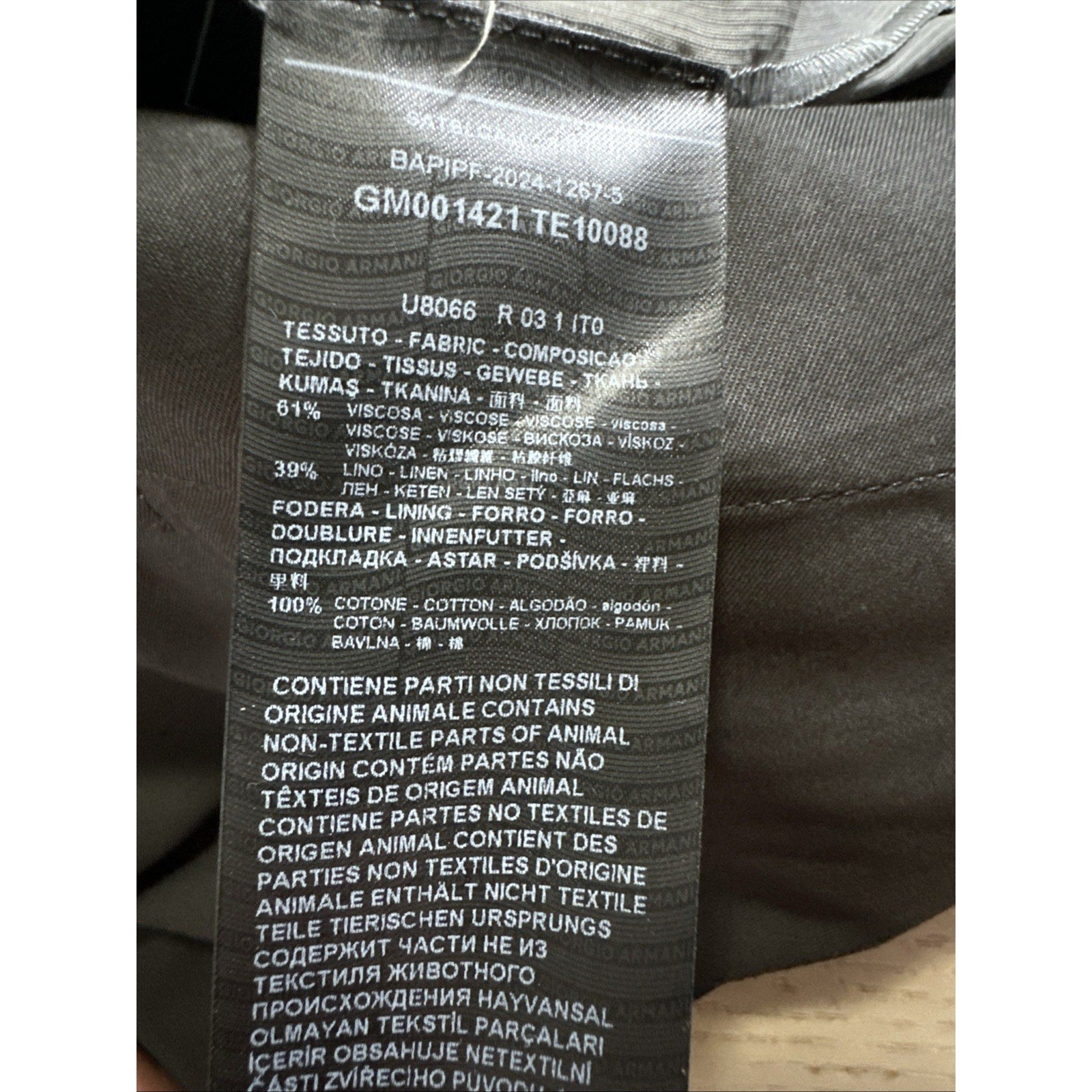 NWT $1695 Giorgio Armani Men Linen/Viscose Pants sage gray 32 US/48 Eu