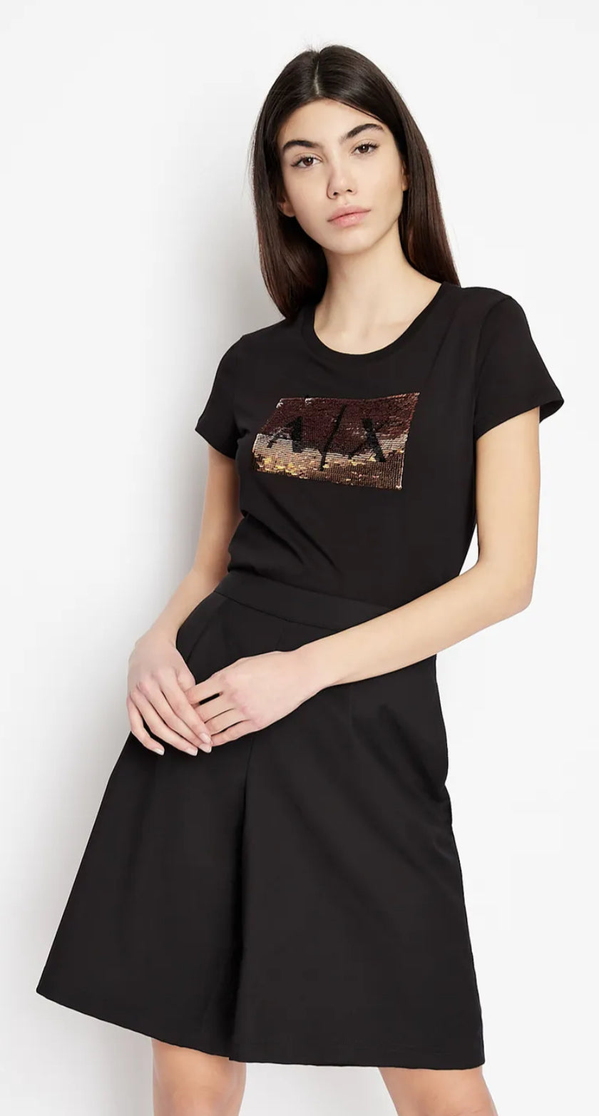 armani exchange Black Bronze 3d AX Black women tshirts
